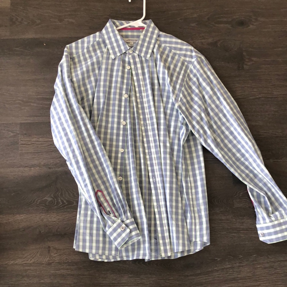 Jeremy Argyle men’s gray and lime green buttondown